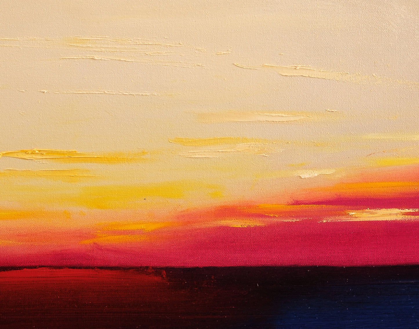 Detail of New Heaven showing morning light, red horizon color, and textured surface