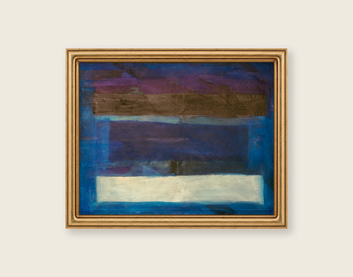 Somewhere in Space & Time framed in an antique brass frame for styling context