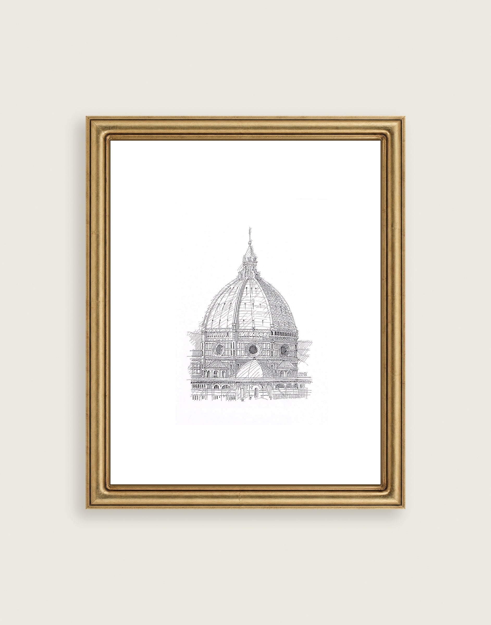 Florence framed in an antique brass frame for styling context