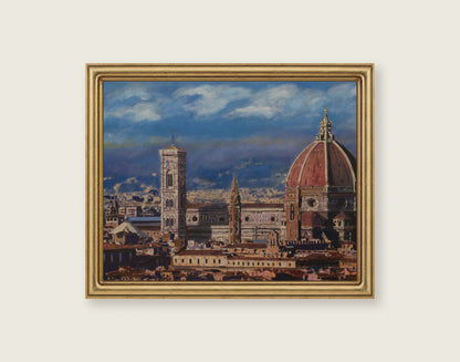 Santa Maria del Fiore framed in an antique brass frame for styling context