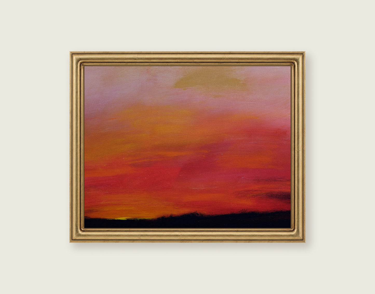 Morning Glow framed in an antique brass frame for styling context