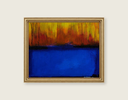 Rhapsody in Blue framed in an antique brass frame for styling context