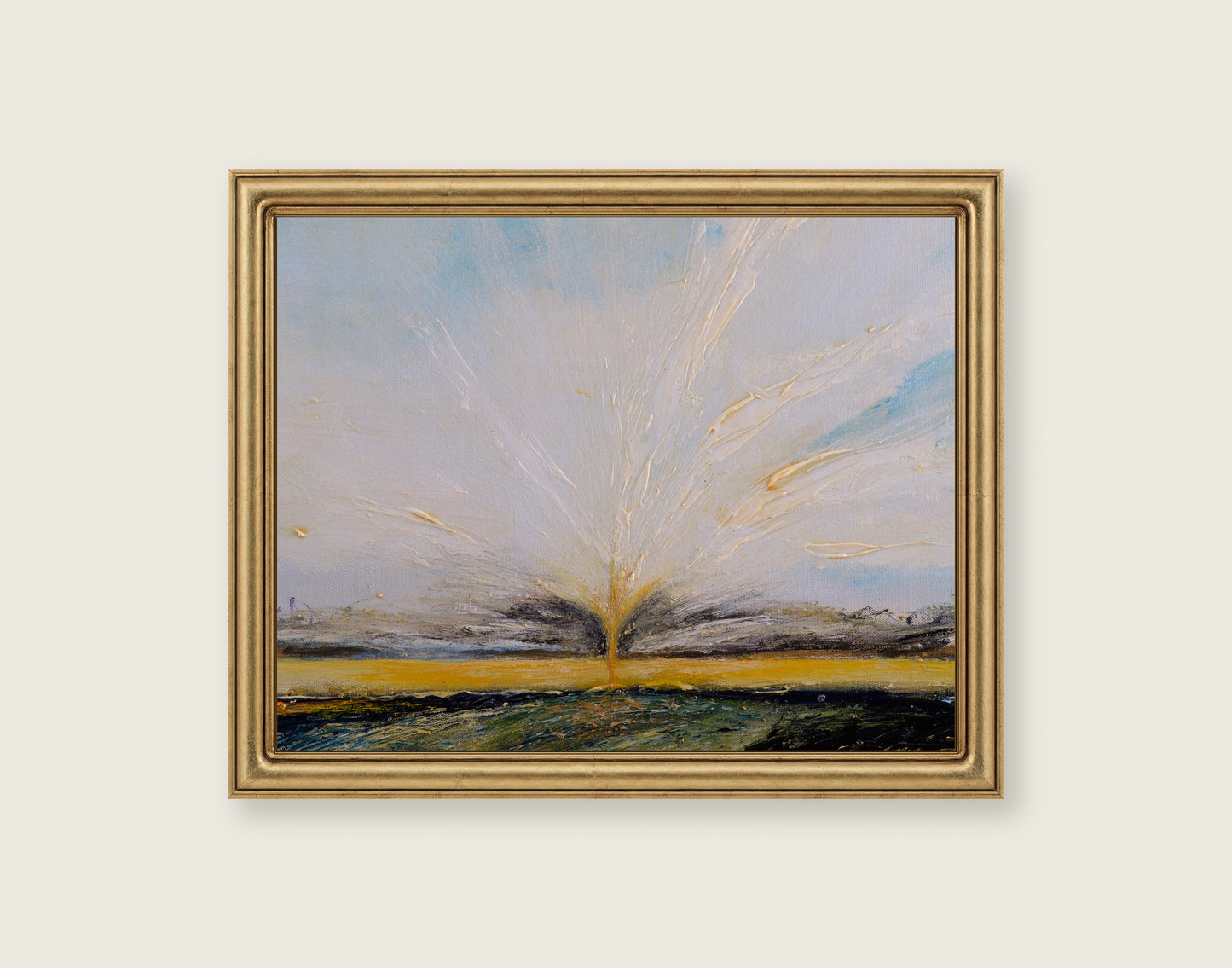 The Open Door to Heaven framed in an antique brass frame for styling context