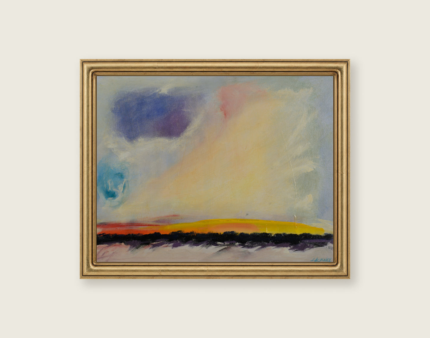 Gethsemani Abbey: Water Sky framed in an antique brass frame for styling context
