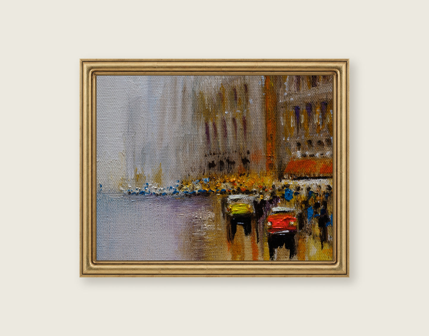 Morning Street framed in an antique brass frame for styling context