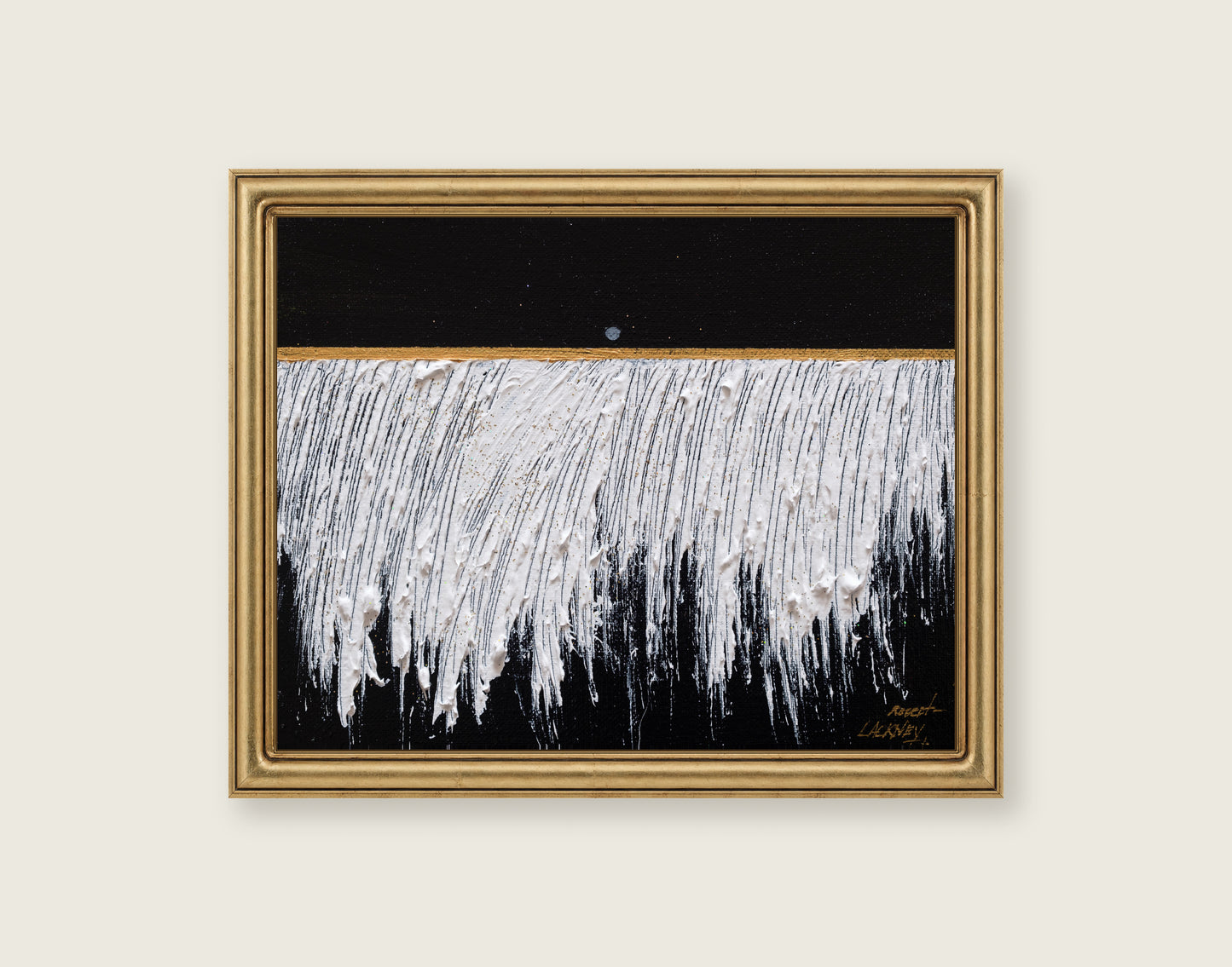 White Landscape framed in an antique brass frame for styling context