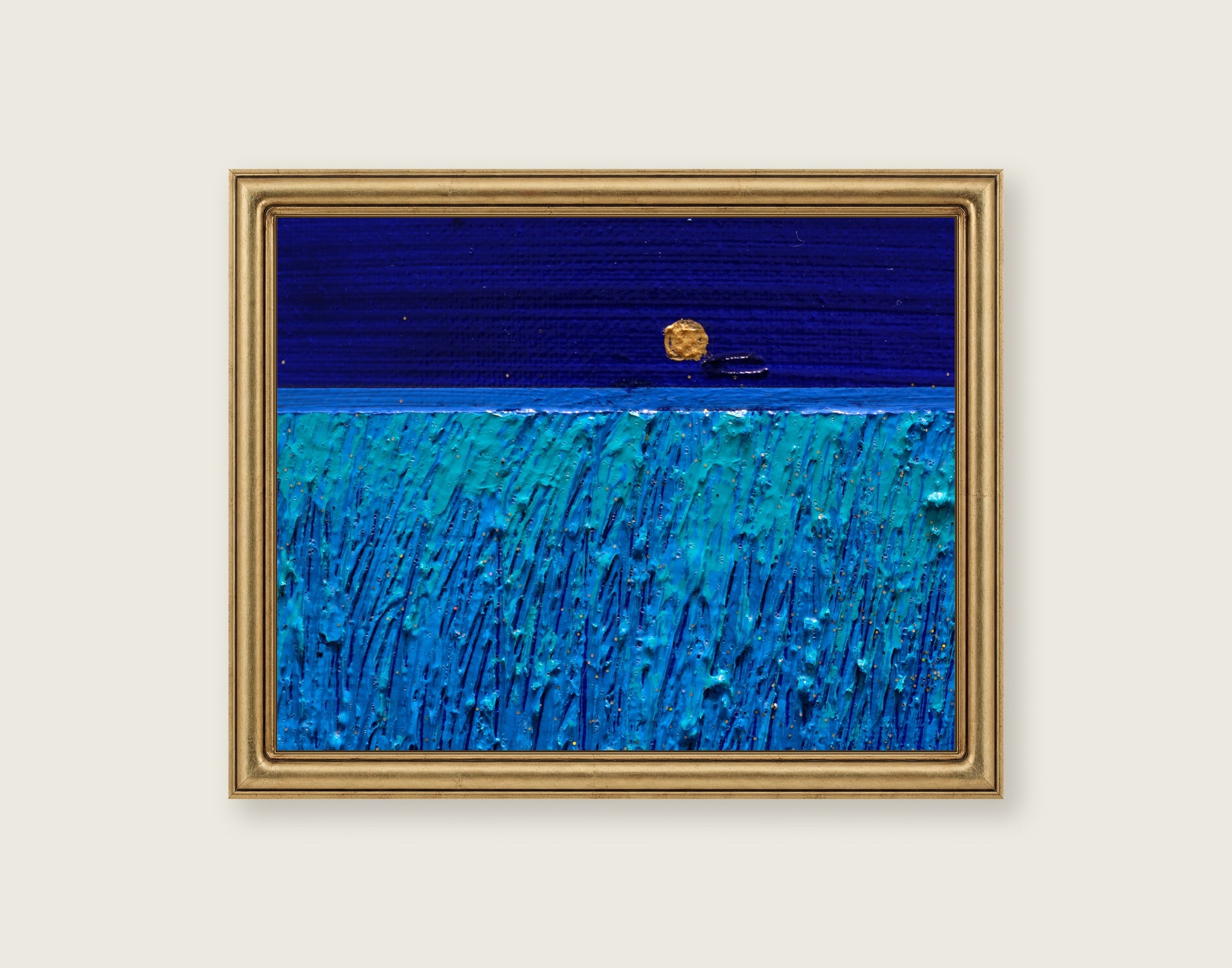 Moon Glow framed in an antique brass frame for styling context
