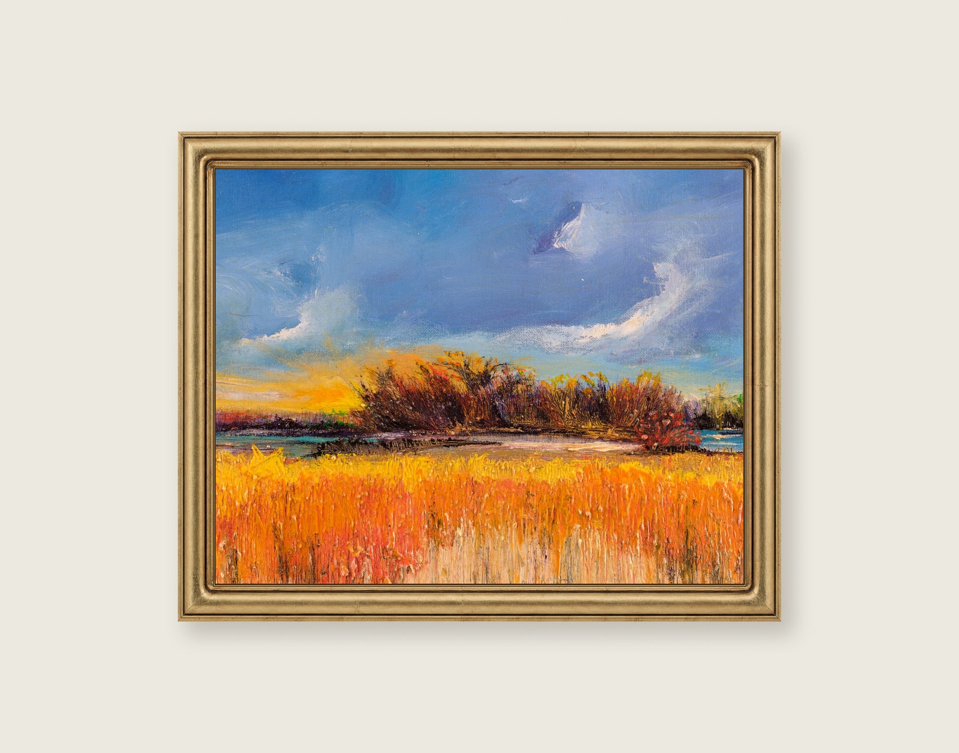 July Afternoon framed in an antique brass frame for styling context