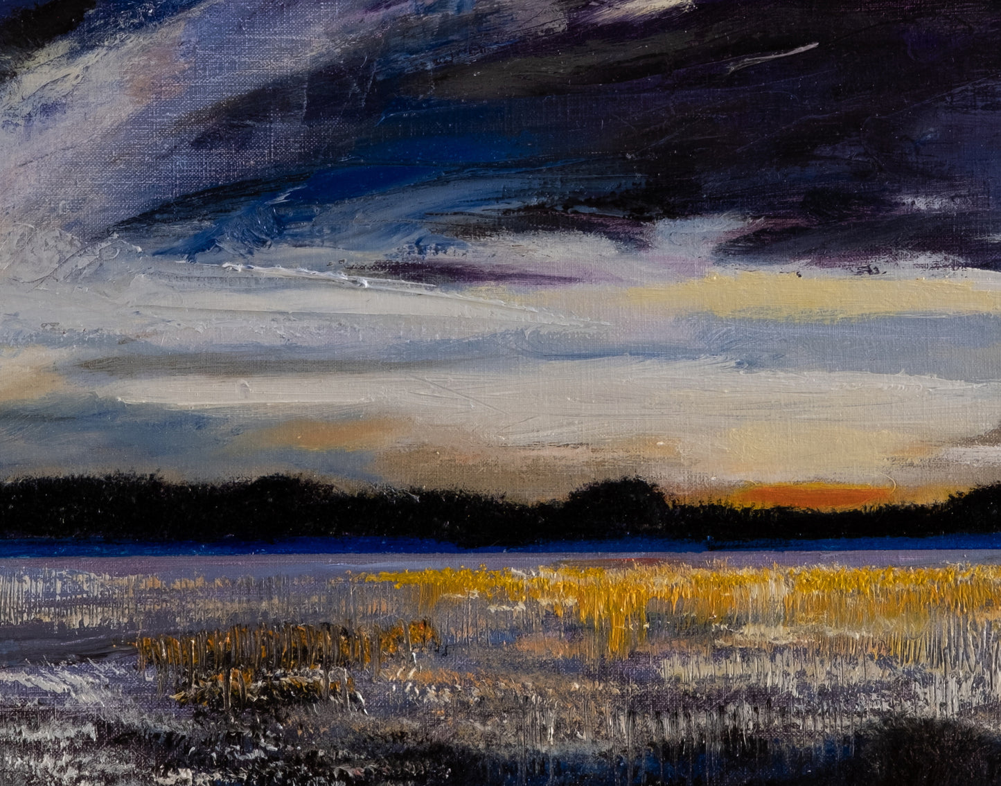 Detail of Thud of Distant Thunder showing the orange horizon light and dark atmospheric field