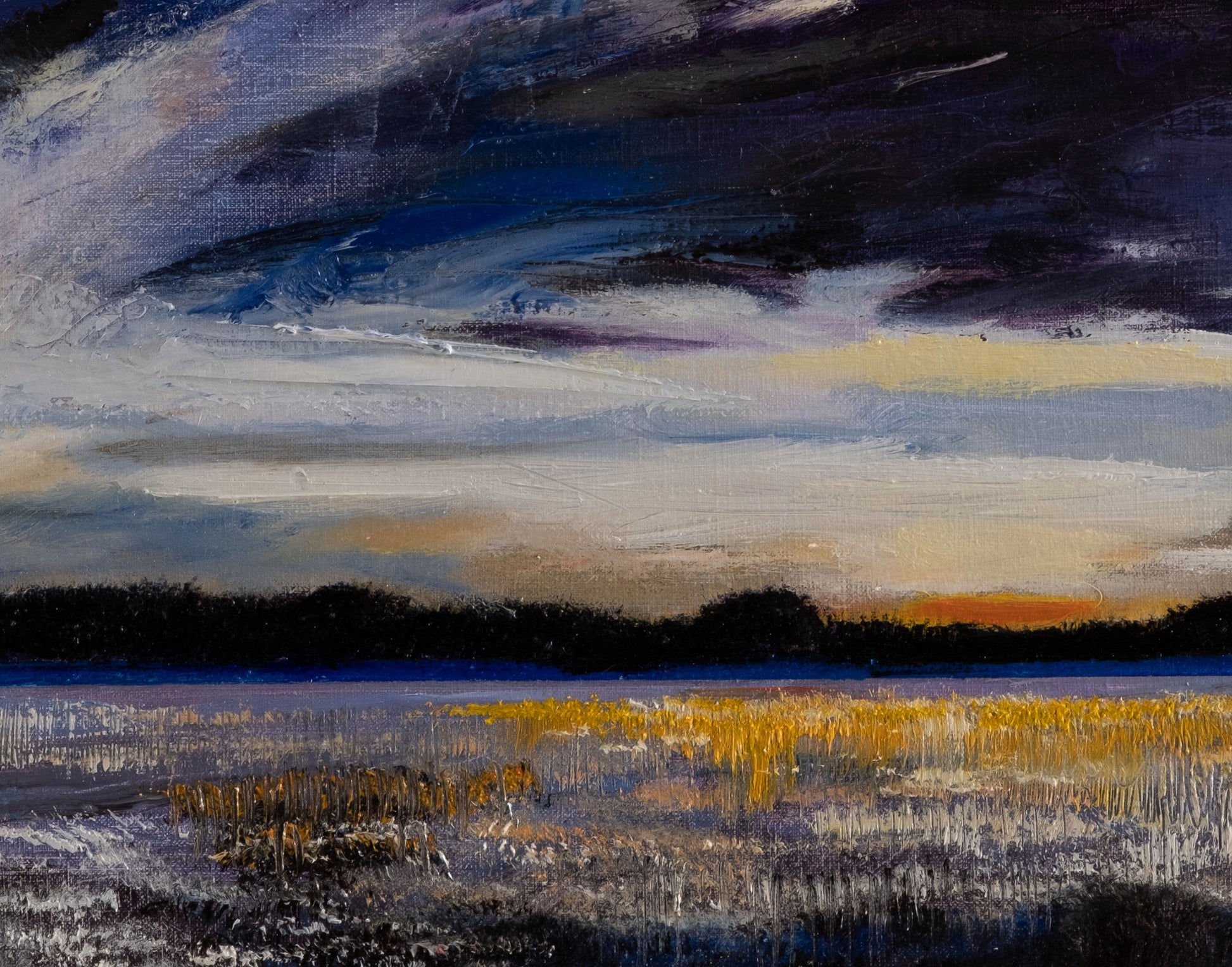 Detail of Thud of Distant Thunder showing the orange horizon light and dark atmospheric field