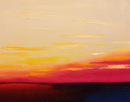 Detail of New Heaven showing morning light, red horizon color, and textured surface