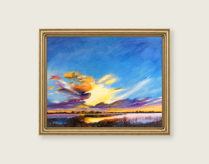 Heaven's Opening framed in an antique brass frame for styling context